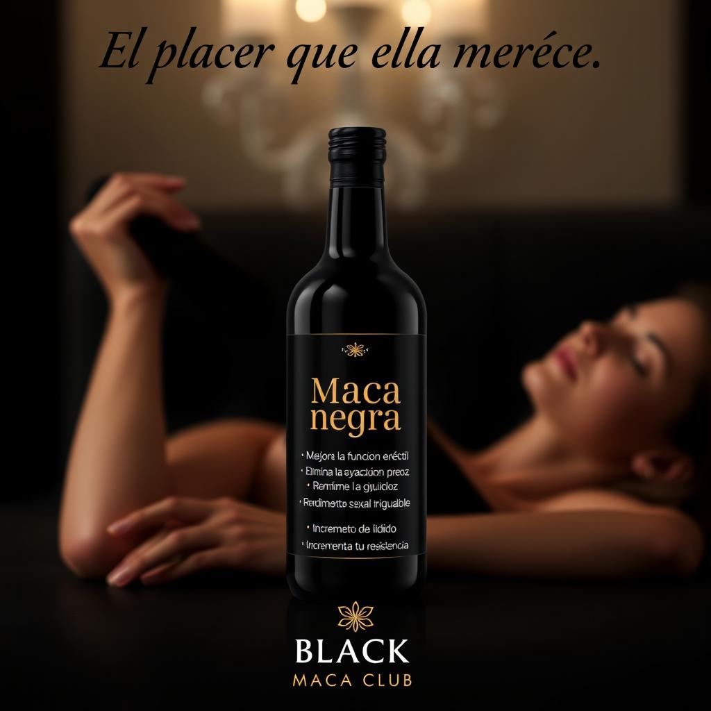 Design a highly discreet and elegant Instagram post for a product called 'Maca Negra'