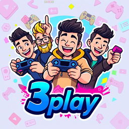 A vibrant and engaging logo design for a YouTube gaming channel named '3play'