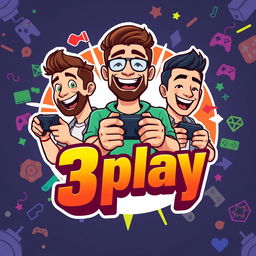 A vibrant and engaging logo design for a YouTube gaming channel named '3play'