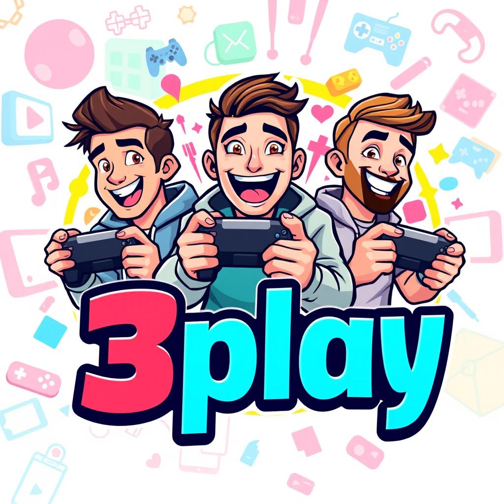 A vibrant and engaging logo design for a YouTube gaming channel named '3play'