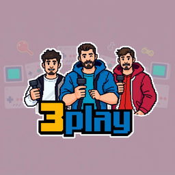 A pixel art logo design for a YouTube gaming channel named '3play'