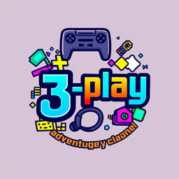 A logo for a YouTube gameplay channel named '3play', designed in vibrant pixel art style