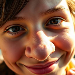 A close-up portrait of a person with a prominent, thick nose, showcasing intricate facial features