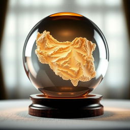 A beautifully crafted glass globe with a prominent raised relief design of the map of Iran