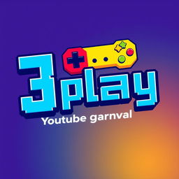 A creative and eye-catching logo design for a YouTube gameplay channel named '3play' in a pixel art style