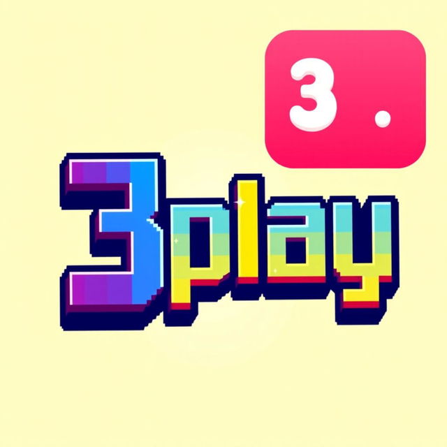 A creative and eye-catching logo design for a YouTube gameplay channel named '3play' in a pixel art style