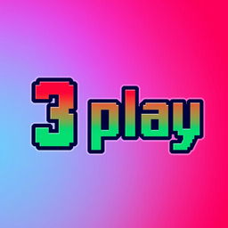 A creative and eye-catching logo design for a YouTube gameplay channel named '3play' in a pixel art style