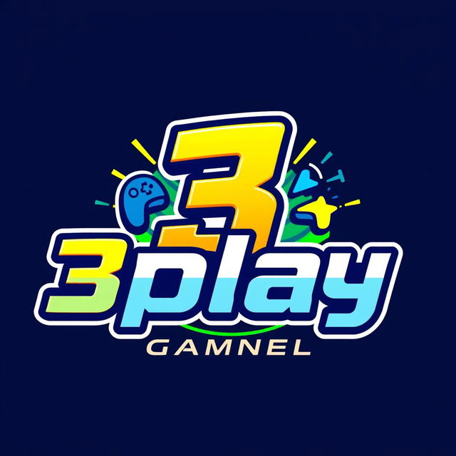 Design a vibrant and dynamic logo for a gameplay channel named '3play'
