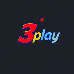 A vibrant and modern logo design for '3play', suitable for a YouTube channel