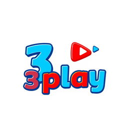 A vibrant and modern logo design for '3play', suitable for a YouTube channel