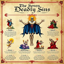 A poster illustrating the Seven Deadly Sins as described by St