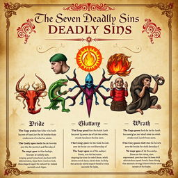 A poster illustrating the Seven Deadly Sins as described by St