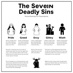 An easy-to-read poster depicting the Seven Deadly Sins according to St