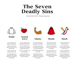 An easy-to-read poster depicting the Seven Deadly Sins according to St