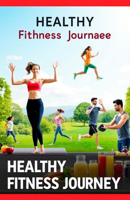 An inspiring and informative scene illustrating a healthy lifestyle and fitness journey