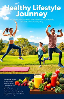 An inspiring and informative scene illustrating a healthy lifestyle and fitness journey
