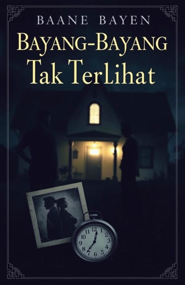 A novel cover for 'Bayang-Bayang Tak Terlihat', featuring a dark and mysterious atmosphere