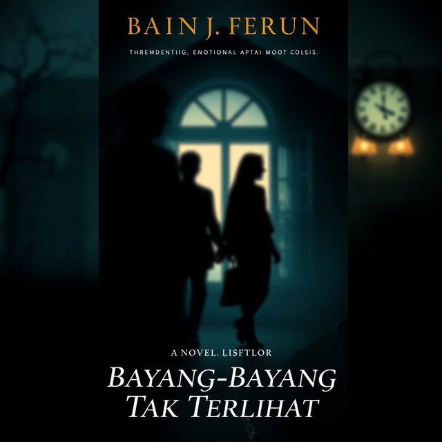 A novel cover for 'Bayang-Bayang Tak Terlihat', emphasizing themes of family drama, emotional tension, and loss