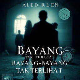 A novel cover for 'Bayang-Bayang Tak Terlihat', emphasizing themes of family drama, emotional tension, and loss