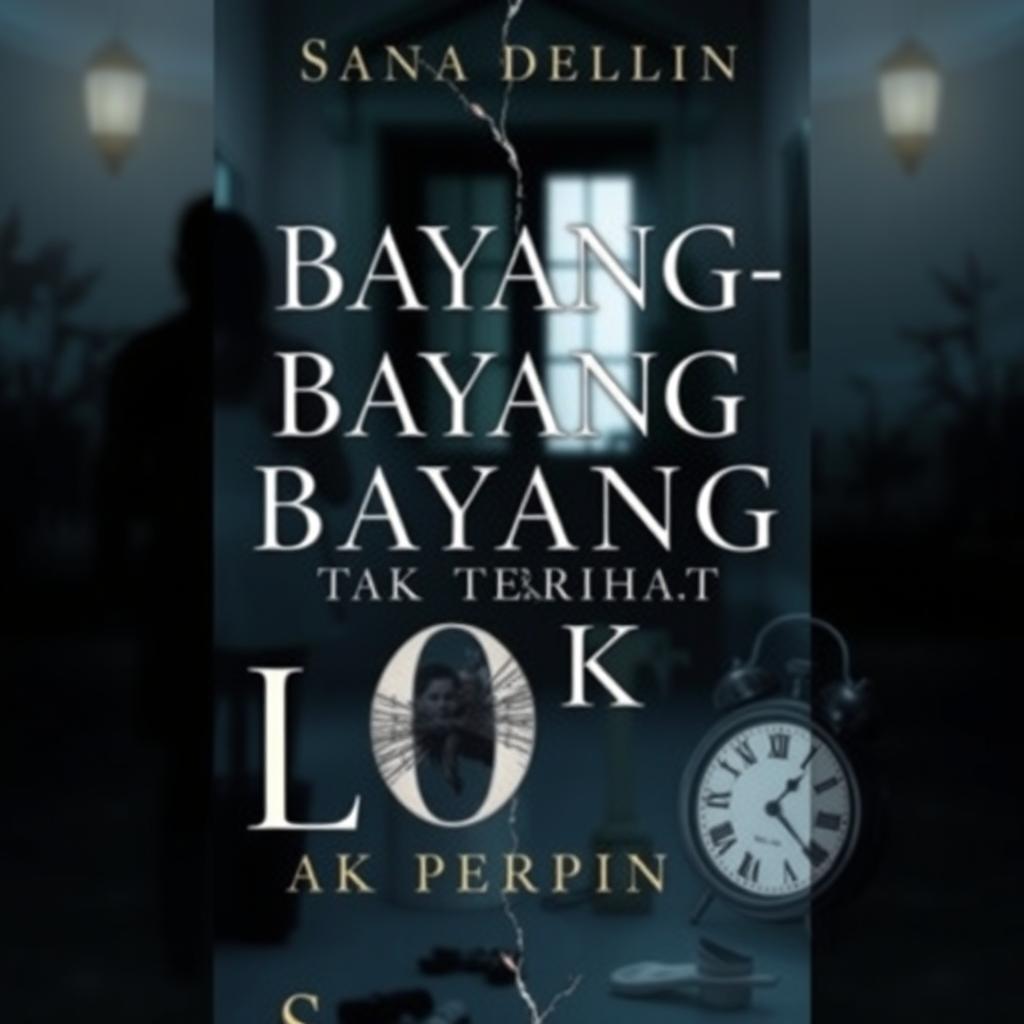 A novel cover for 'Bayang-Bayang Tak Terlihat', emphasizing themes of family drama, emotional tension, and loss