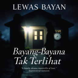 A novel cover for 'Bayang-Bayang Tak Terlihat' by Lewas Bilan, focusing on family drama, emotional tension, and loss
