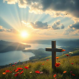 A serene landscape depicting a beautiful and peaceful scene that embodies faith