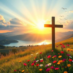 A serene landscape depicting a beautiful and peaceful scene that embodies faith