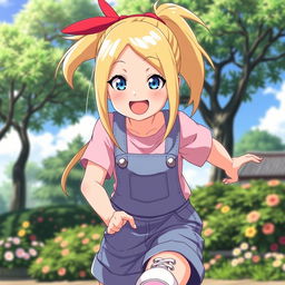 A dynamic and vibrant portrait of Himawari Uzumaki, showcasing her characteristic playful spirit and bright personality