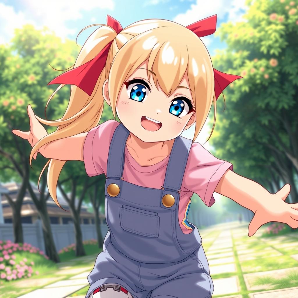A dynamic and vibrant portrait of Himawari Uzumaki, showcasing her characteristic playful spirit and bright personality