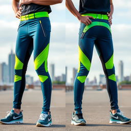 A pair of revolutionary Nike pants, showcasing an innovative design with sleek lines and modern materials
