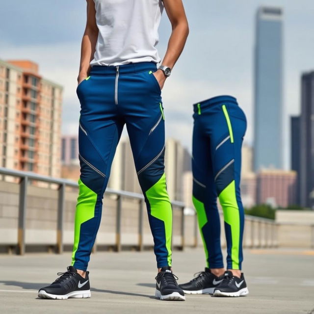 A pair of revolutionary Nike pants, showcasing an innovative design with sleek lines and modern materials