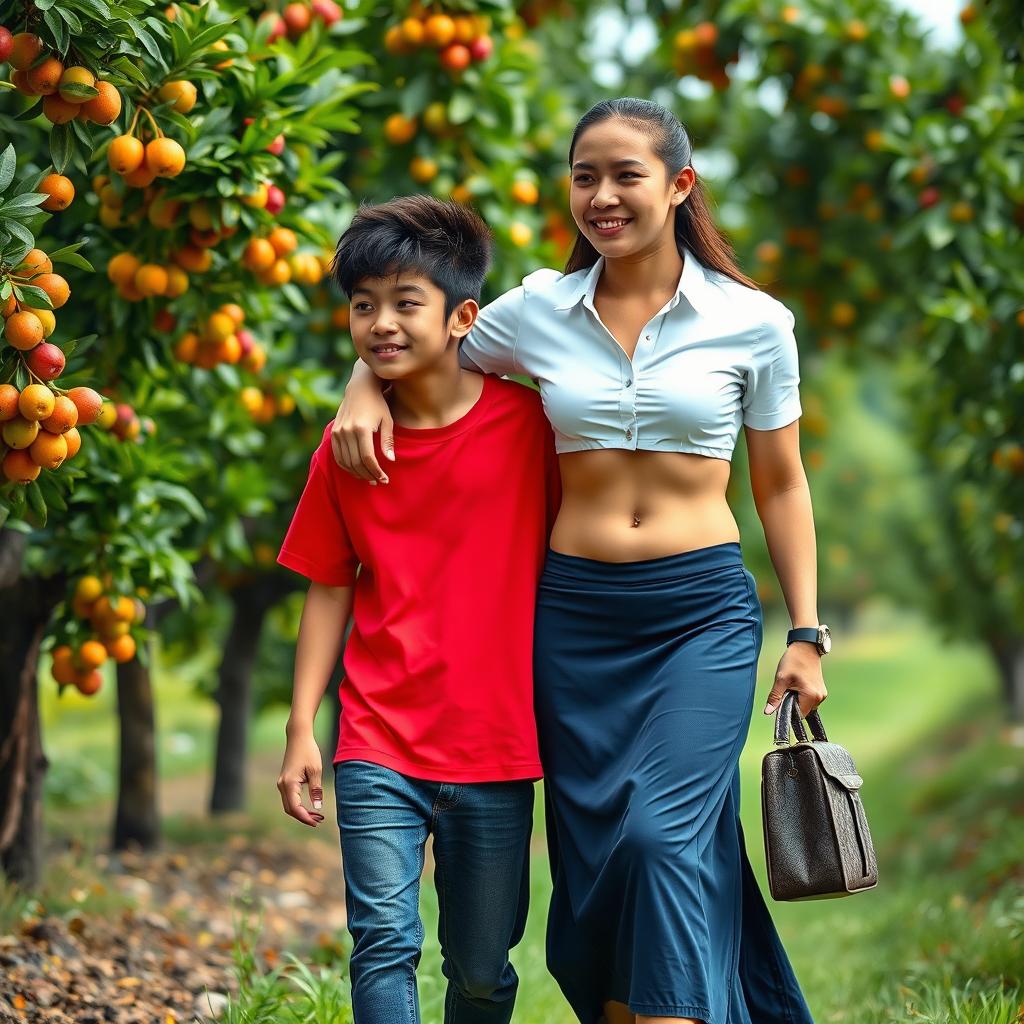 A realistic photography scene of an Indonesian school girl with a tall and muscular build, showcasing big biceps and detailed six pack abs