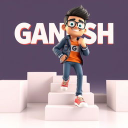 A vibrant 3D illustration of an animated character ascending a set of stairs symbolizing success