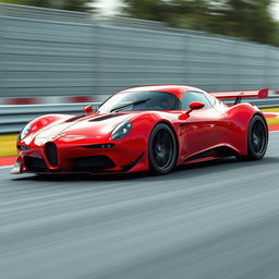 A spectacular digital rendering of a racing red futuristic German racecar in a Targa configuration