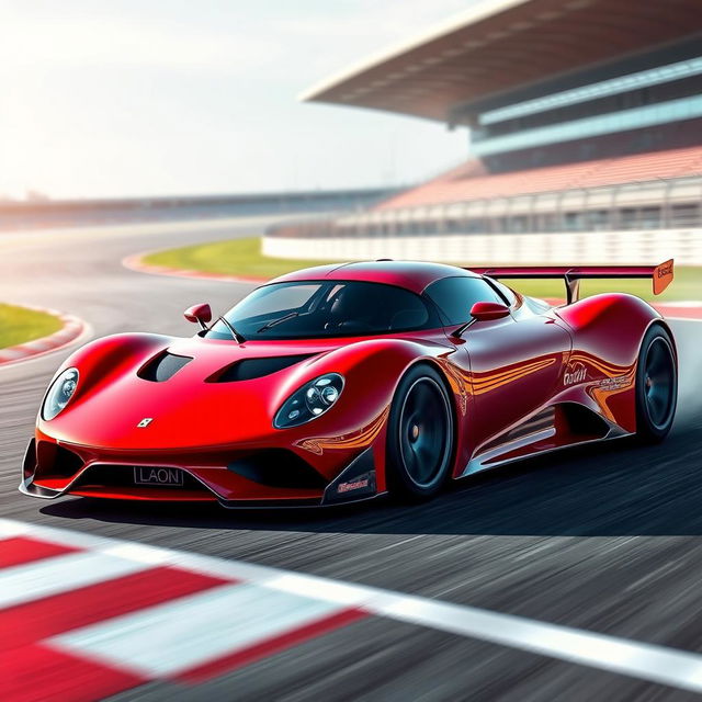 A spectacular digital rendering of a racing red futuristic German racecar in a Targa configuration