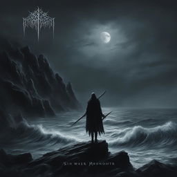 A black metal album cover featuring a chilling, moonlit ocean scene