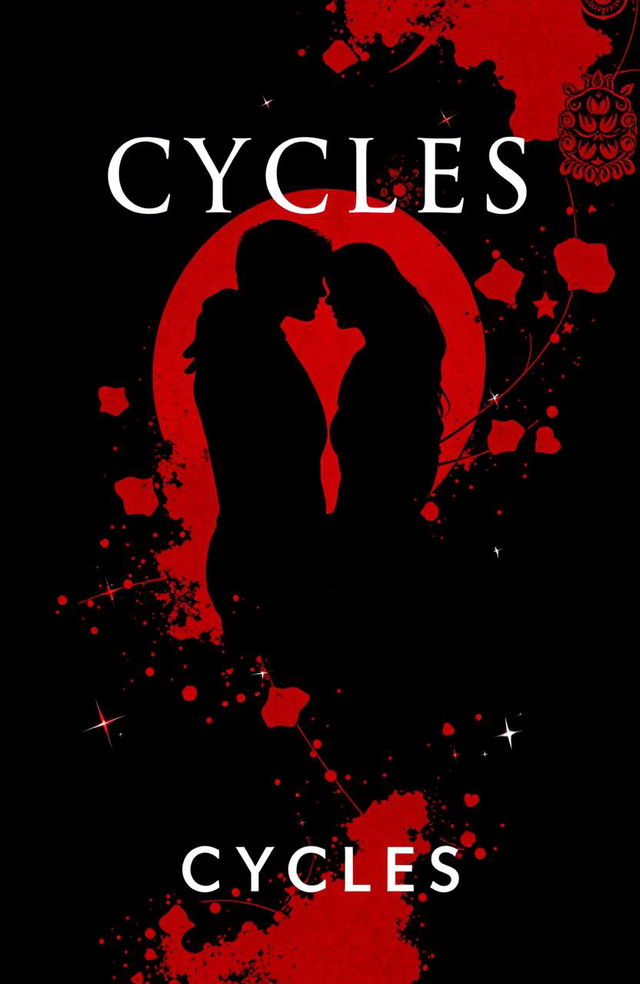 A book cover titled "CYCLES" featuring an abstract art design primarily using a black and red color theme