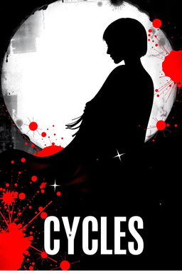 A book cover titled "CYCLES" featuring an abstract art design primarily using a black and red color theme