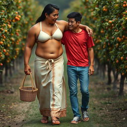 An Indonesian woman with a very tall, huge, and muscular physique, showcasing big biceps and a detailed six-pack on her abs