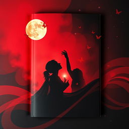 A book cover designed with an abstract art theme predominantly featuring red and black colors, creating dynamic waves of color throughout the layout