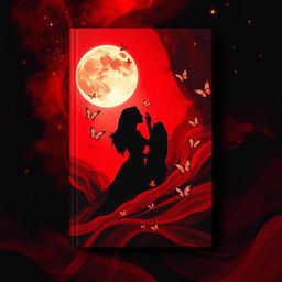 A book cover designed with an abstract art theme predominantly featuring red and black colors, creating dynamic waves of color throughout the layout