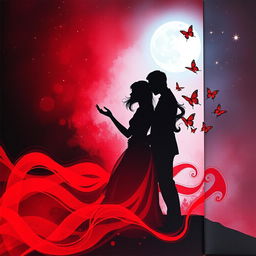 A captivating book cover featuring a color theme of red and black with abstract art transformed into flowing waves of color