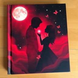 A captivating book cover featuring a color theme of red and black with abstract art transformed into flowing waves of color
