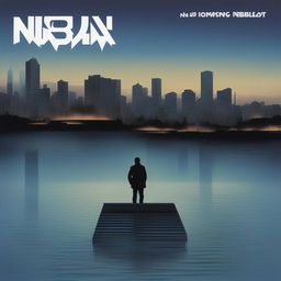 A nu-metal album cover featuring a dusky, cityscape ocean scene