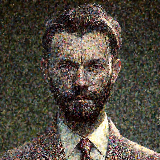 A high-quality digital portrait of Dimitri Kulcov, a hypothetical character, depicted as a man in his mid-thirties in a formal suit, with sharp features, a short beard, and intense eyes