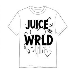 A minimalist design for a t-shirt featuring elements inspired by Juice WRLD