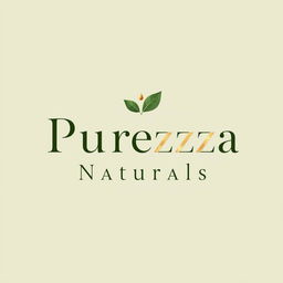 An Italian logo design for 'Purezza Naturals' featuring an elegant combination of a serif font for 'Purezza' and a sans-serif font for 'Naturals'