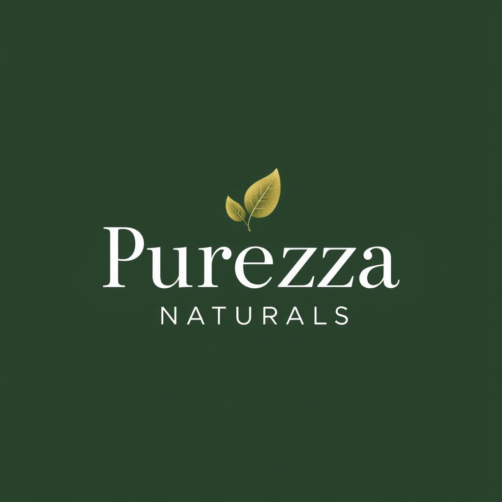 An Italian logo design for 'Purezza Naturals' featuring an elegant combination of a serif font for 'Purezza' and a sans-serif font for 'Naturals'