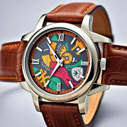A stunning watch design featuring a robust 316L stainless steel case and a strap made of leather with intricate stitching inspired by the traditional Brazilian gibão style