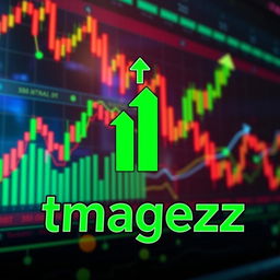 An artistic representation of trading featuring dynamic stock market graphs and candlestick charts in the background